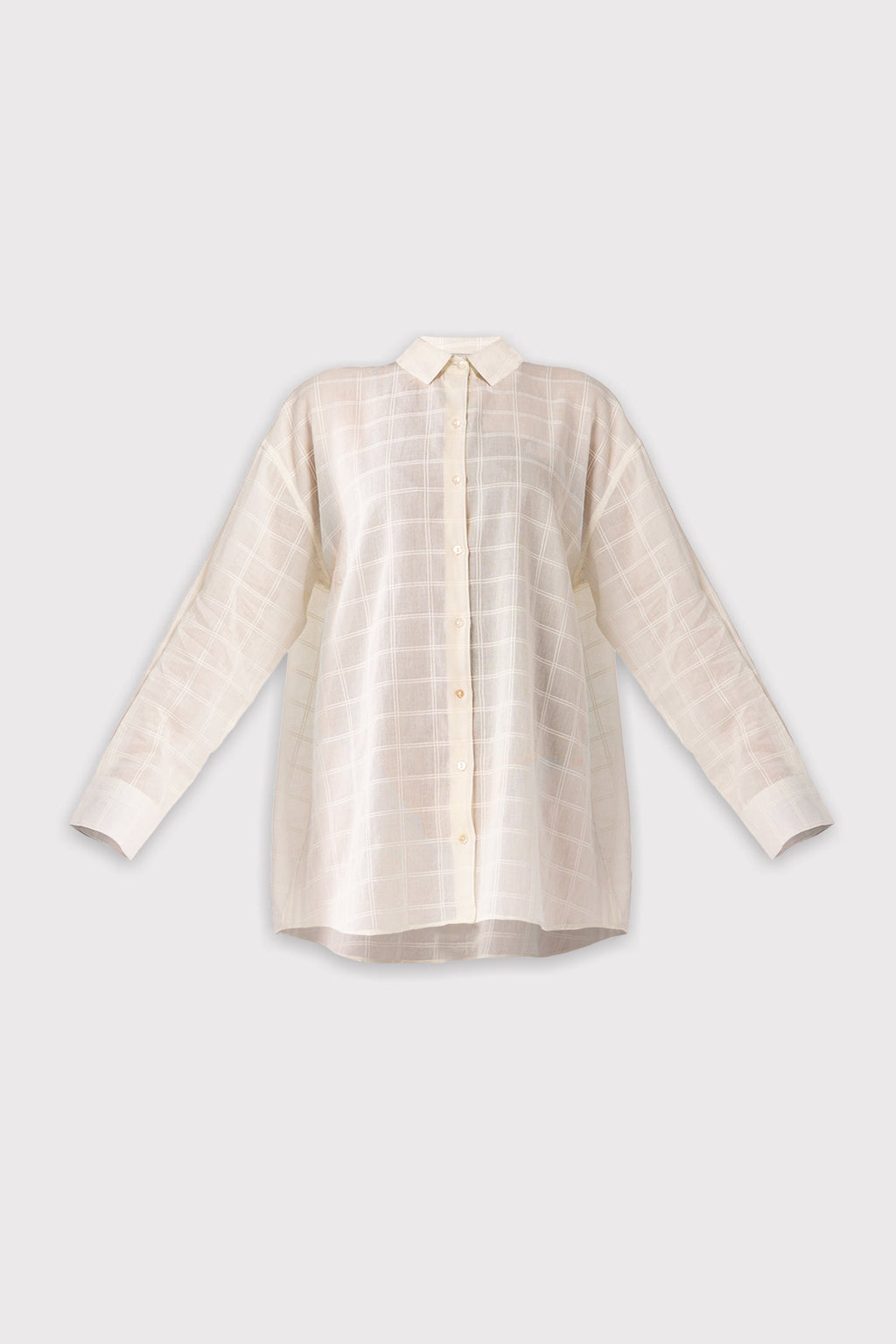 Oversized Shirt in Textured Checks Top for Women - gallery