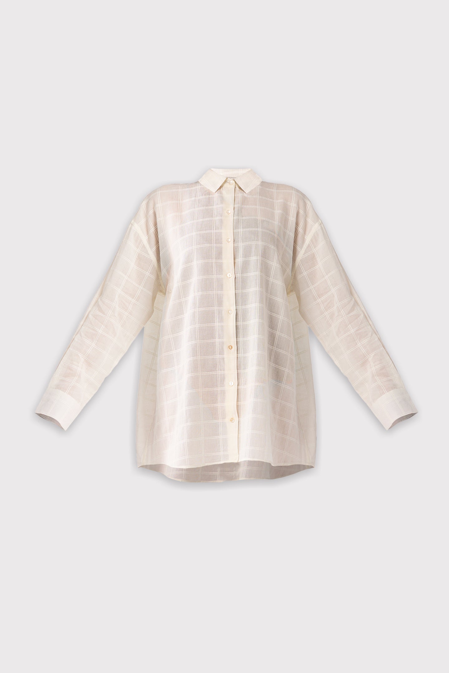 Oversized Shirt in Textured Checks Top for Women - gallery