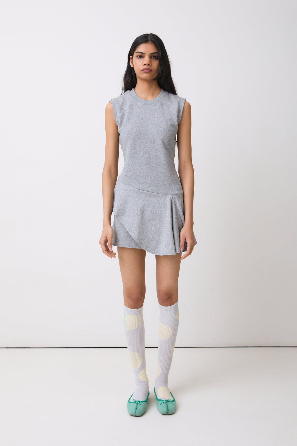 Grey Marl Skort Mini Dress for Women — Hidden Shorts Sporty - gallery