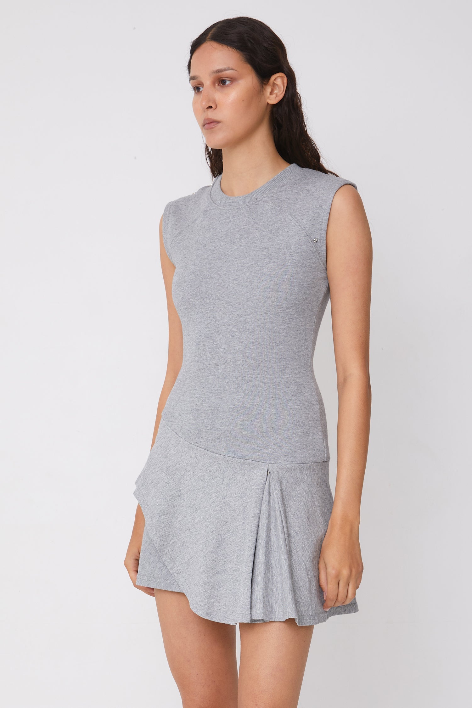 Grey Marl Skort Mini Dress for Women — Hidden Shorts Sporty - gallery