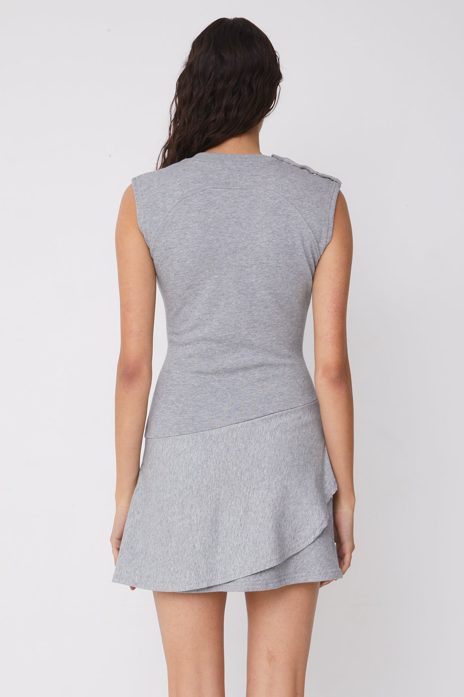 Grey Marl Skort Mini Dress for Women — Hidden Shorts Sporty - gallery