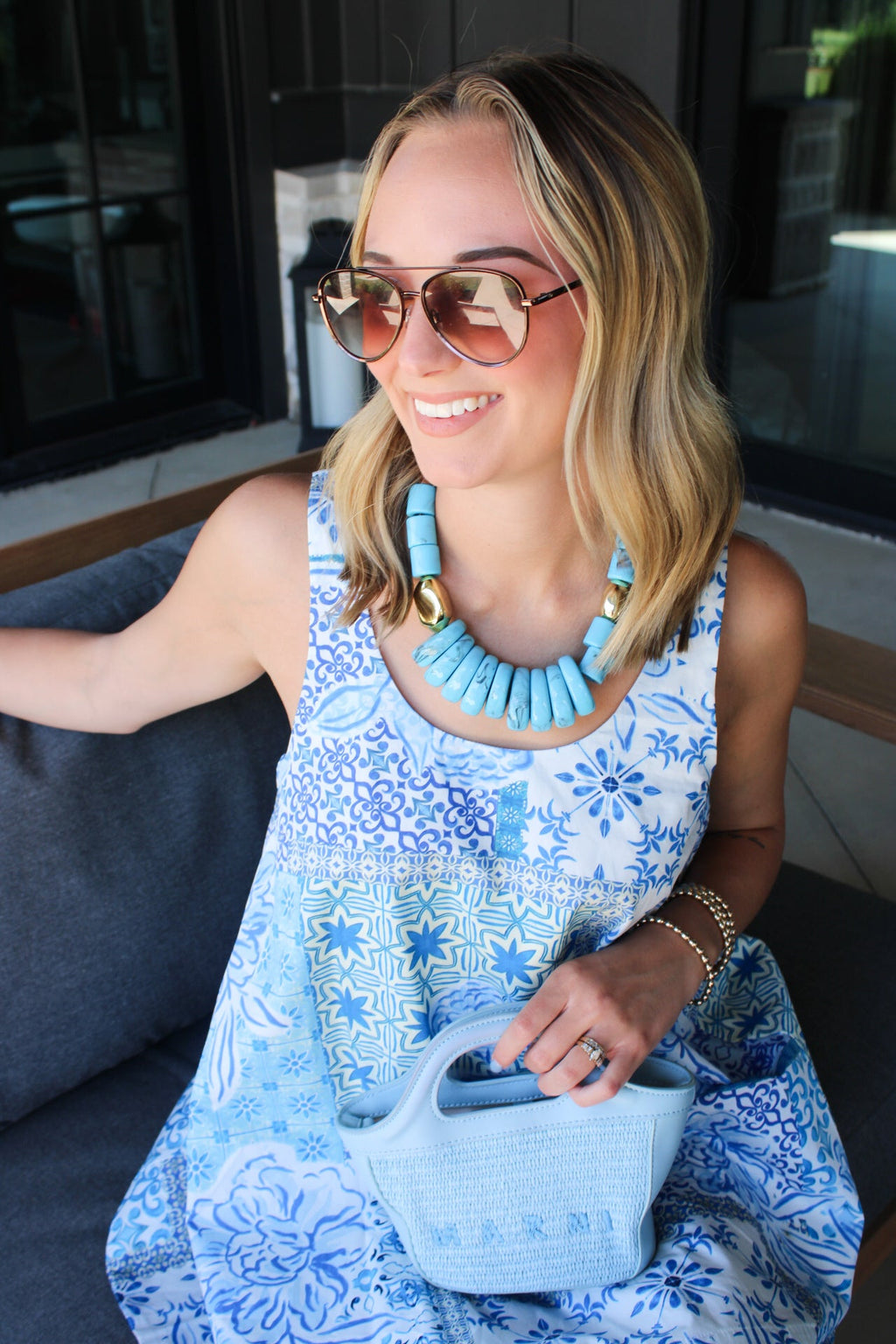 Presley Patchwork Floral Swing Dress for Women - gallery