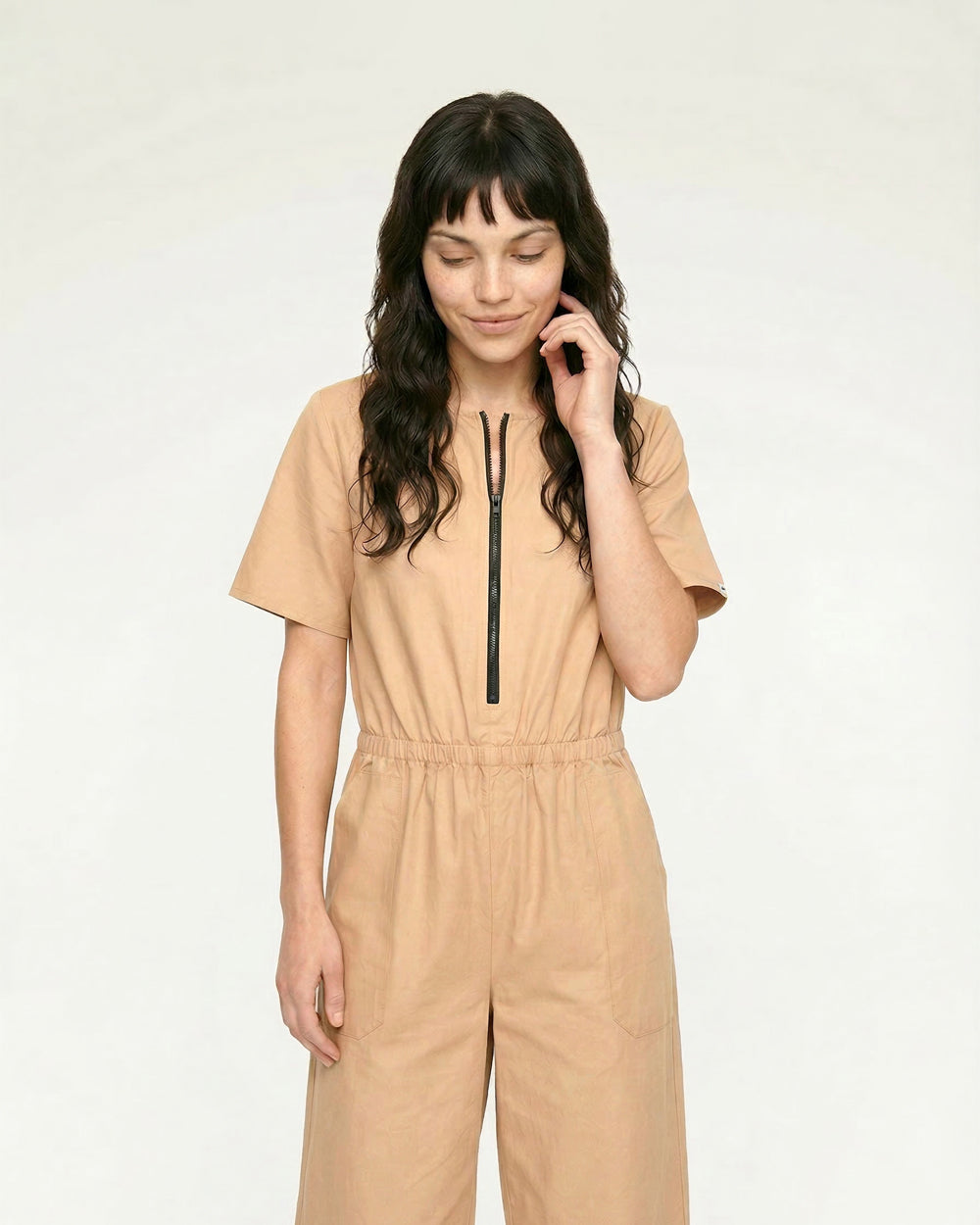 Clay Organic Cotton Cropped Jumpsuit for Women — Straight Leg - gallery