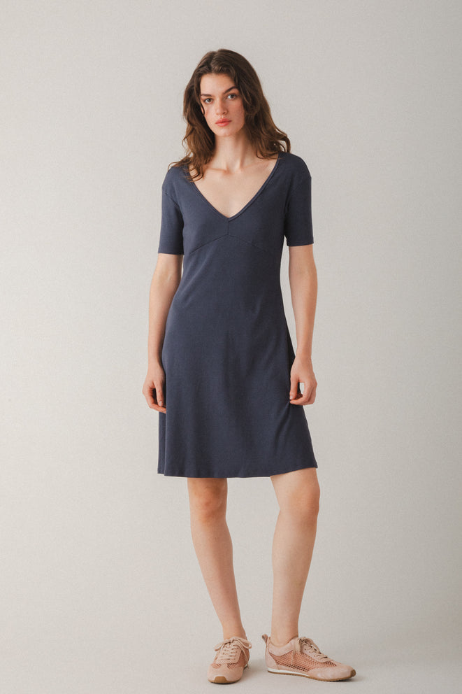 Portrait Neckline A-Line Dress for Women — Fitted Knit Silhouette - Cruiseliner