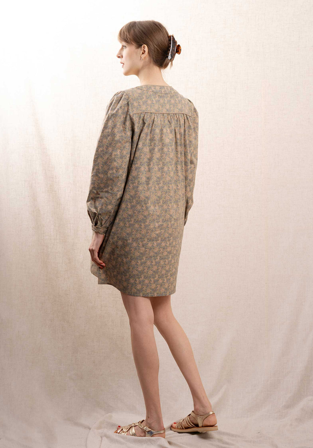 Light Olive Floral Print Dress for Women — Relaxed Fit - gallery