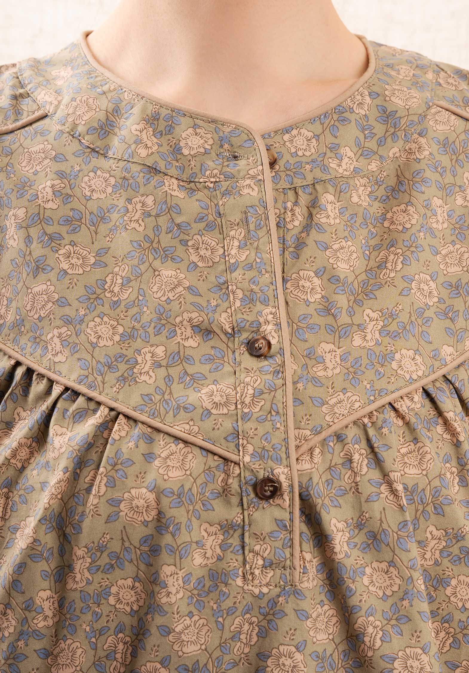 Light Olive Floral Print Dress for Women — Relaxed Fit - gallery