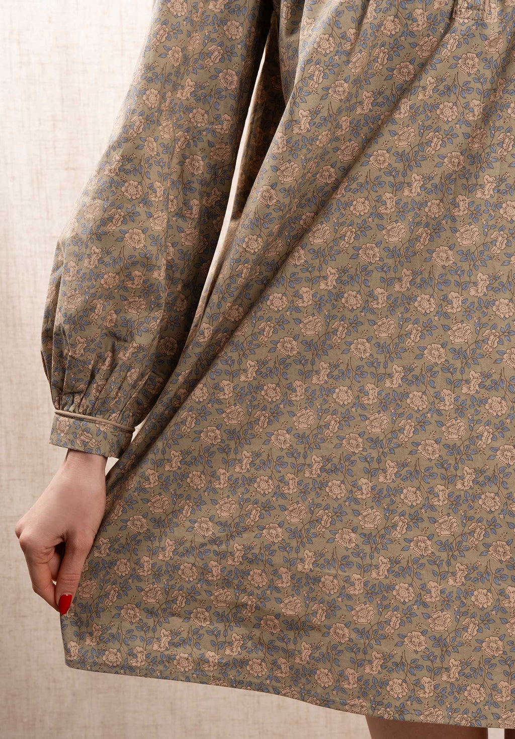 Light Olive Floral Print Dress for Women — Relaxed Fit - gallery