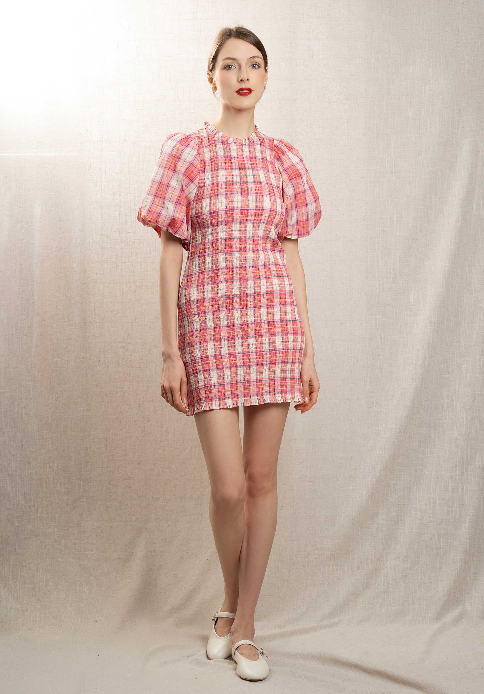 Multi-Colour Check Print Dress for Women — Relaxed Fit