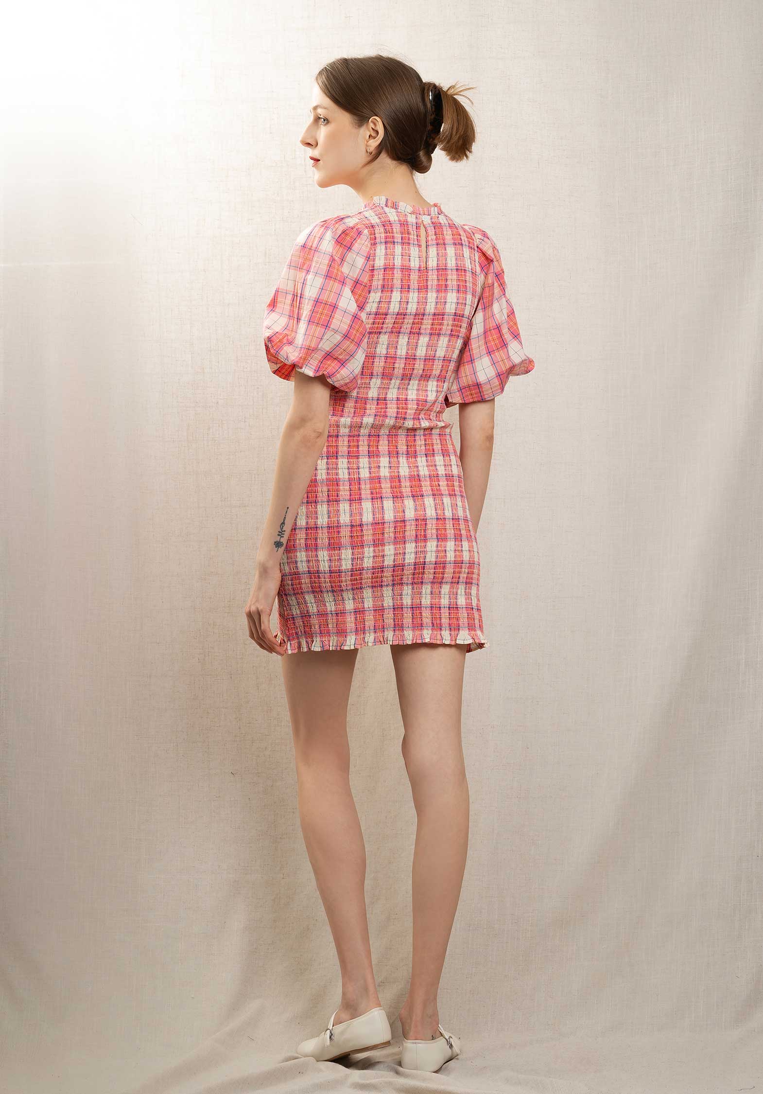 Multi-Colour Check Print Dress for Women — Relaxed Fit - gallery