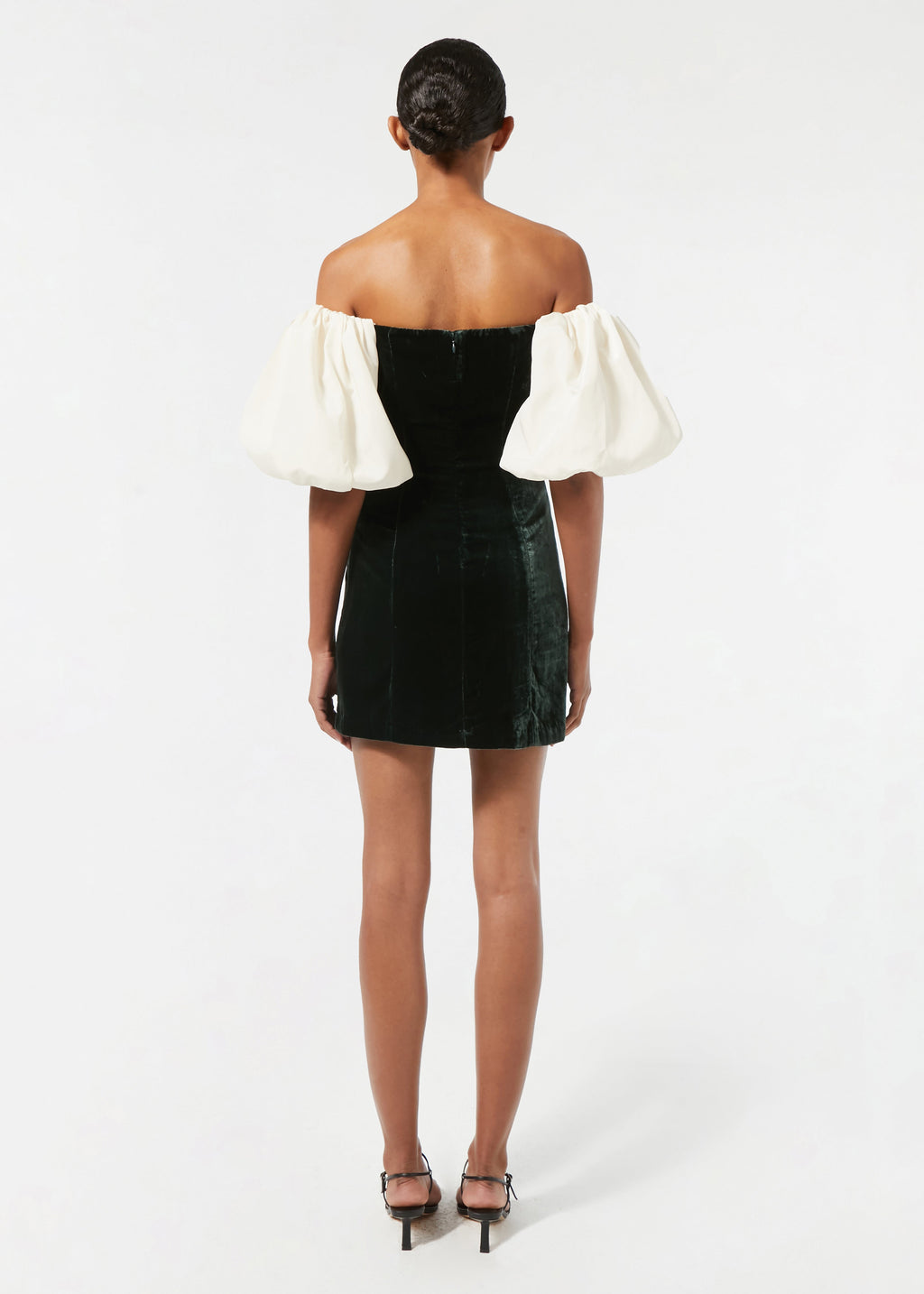 Off-Shoulder Velvet Puff-Sleeve Dress for Women — Sweetheart Neck - gallery