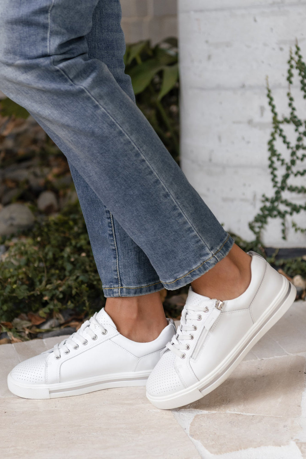 Koko White Leather Zip Sneaker for Women - gallery