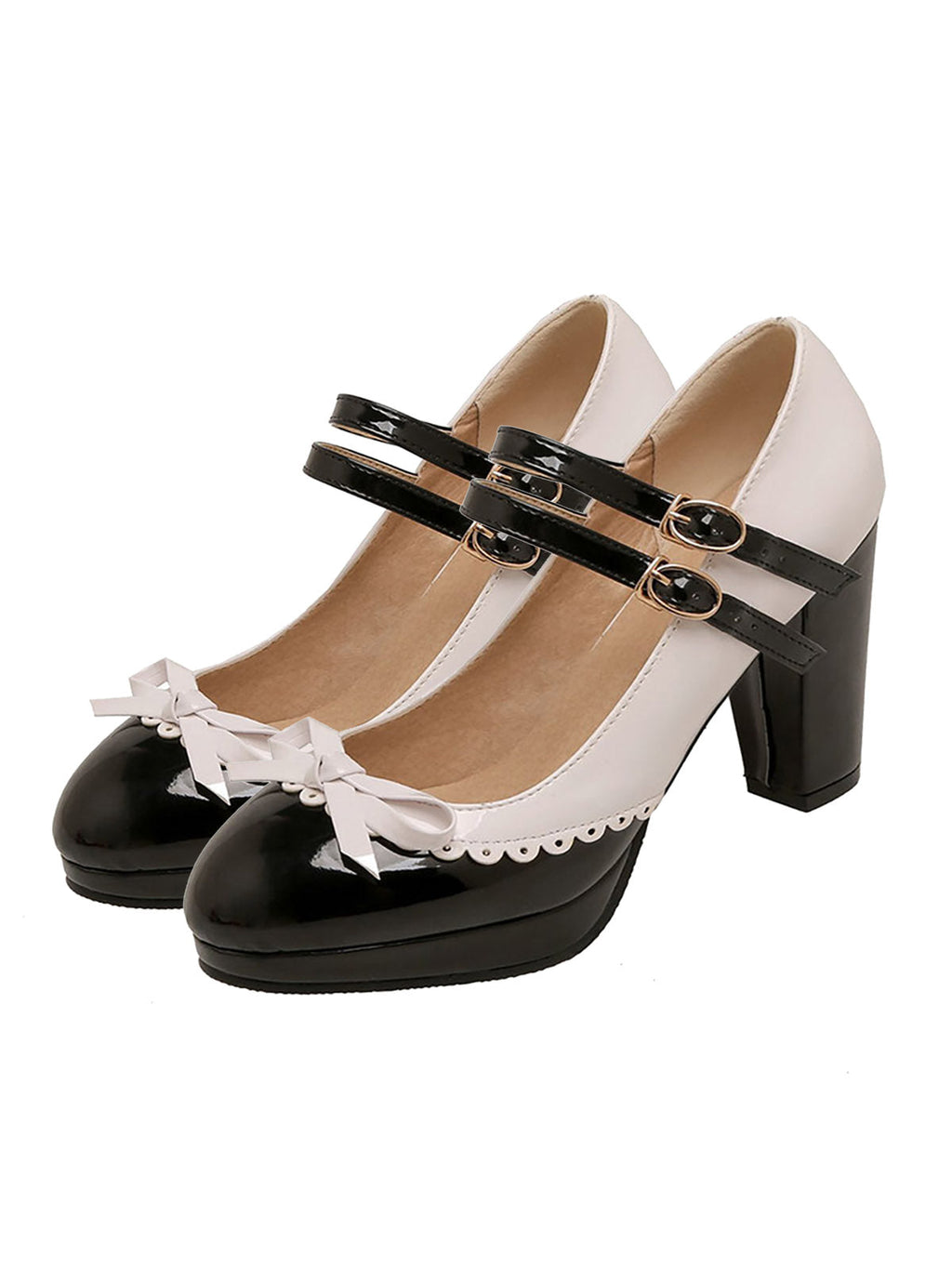 Retro Mary Jane High Heels Shoes for Women - Black
