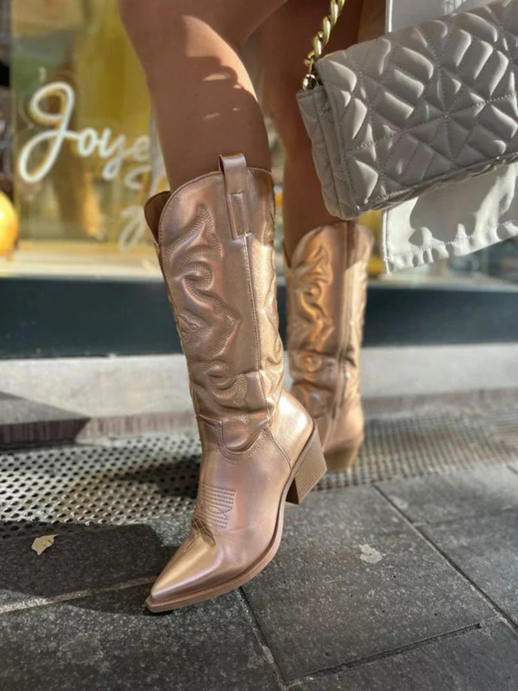 Stylish Metallic Cowboy Boots