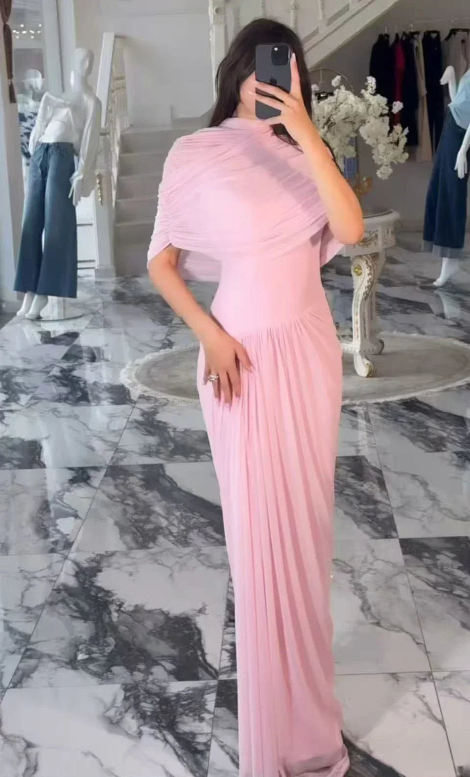 Aveline Draped Mesh Maxi Dress – Bodycon Evening Gown, Elegant Wedding G... — gallery
