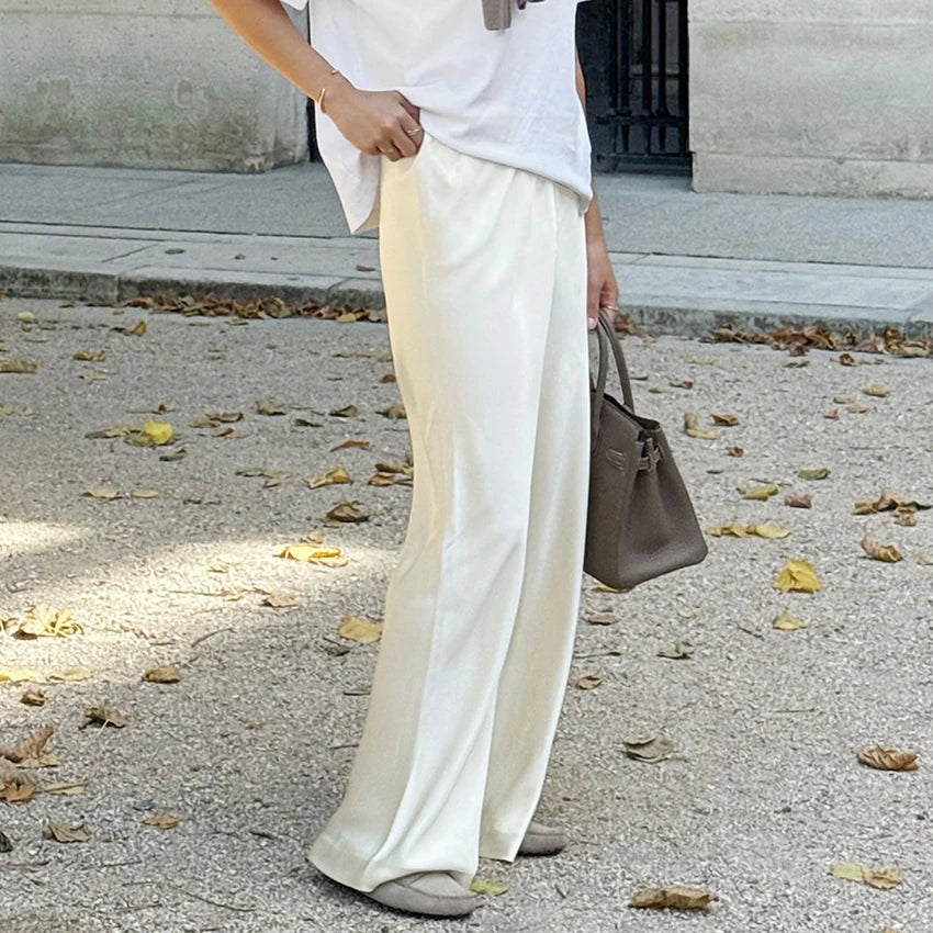 Satin Flare-Leg Trousers for Women - gallery