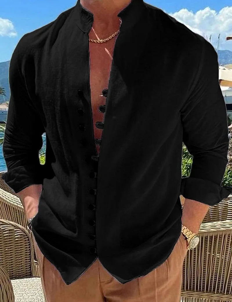 Caprio Vintage Loose Button-Up Shirt for Men