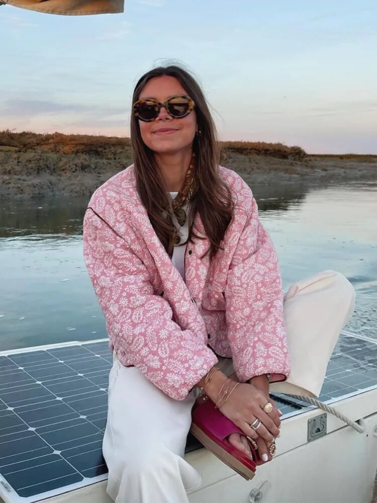 BLOOM – Women's Quilted Jacket in Pink Patchwork
