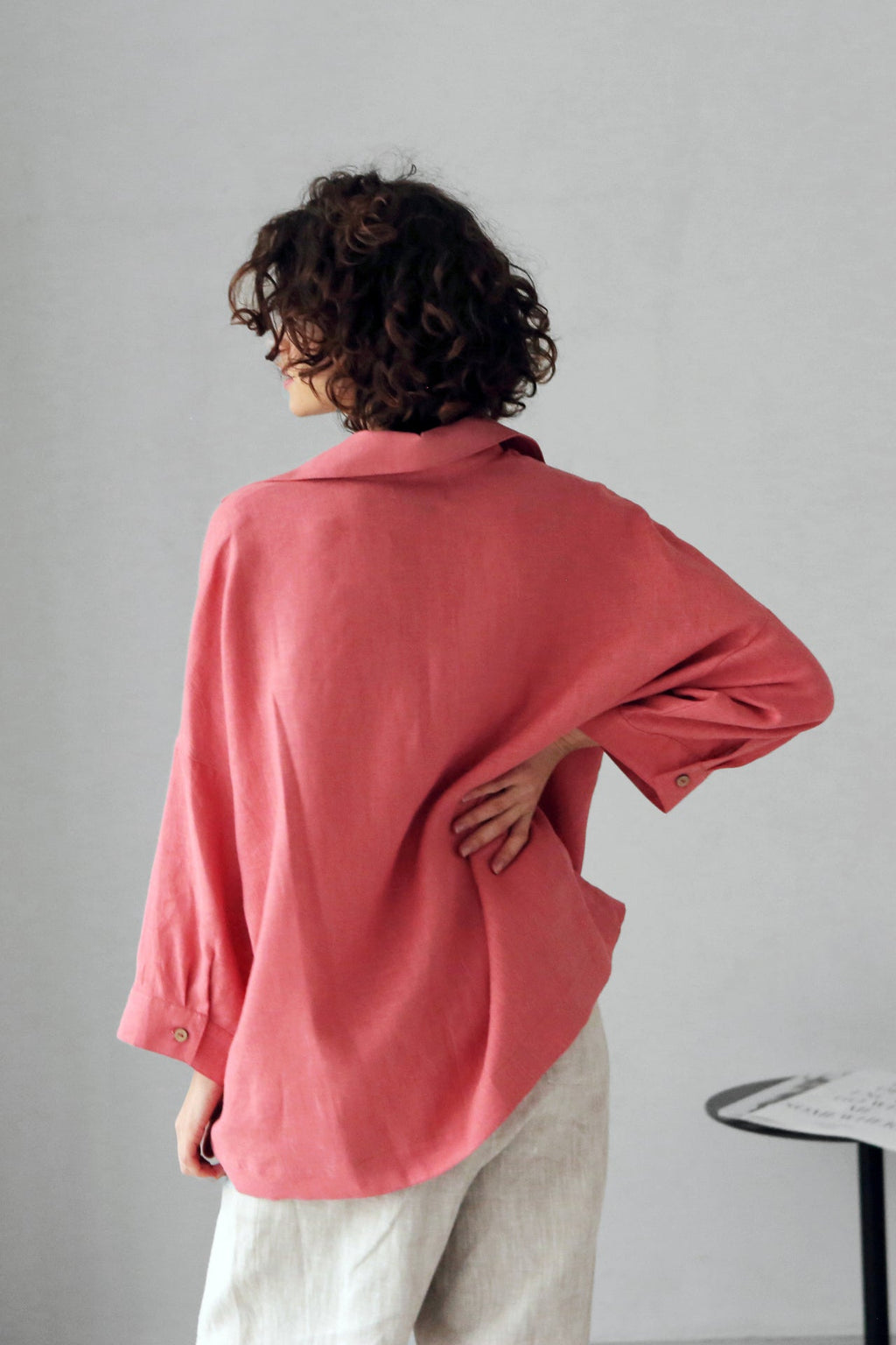 s Linen Shirt Fennel in Peach Top for Women - gallery