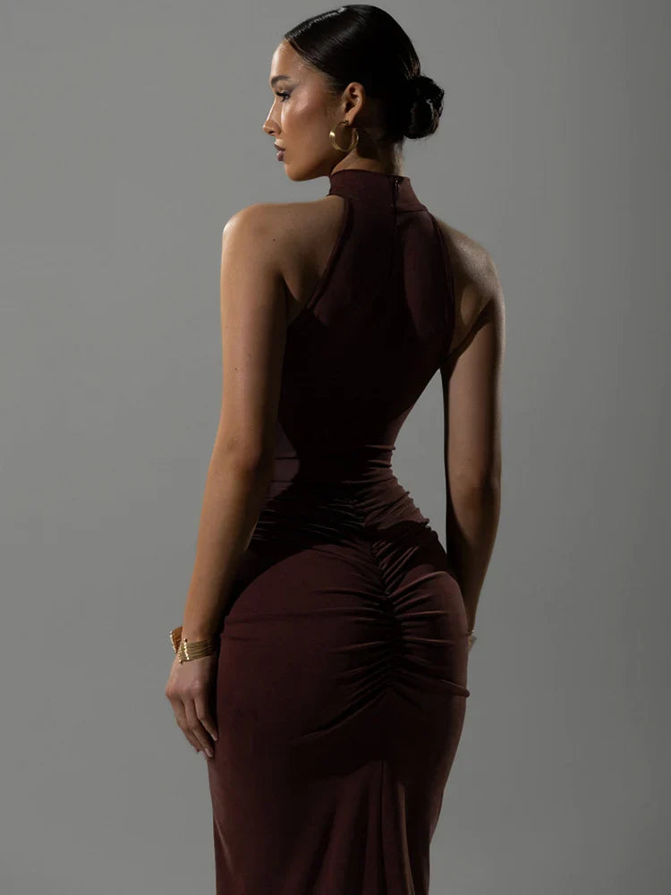 Elegant Draped Evening Dress for Women - gallery