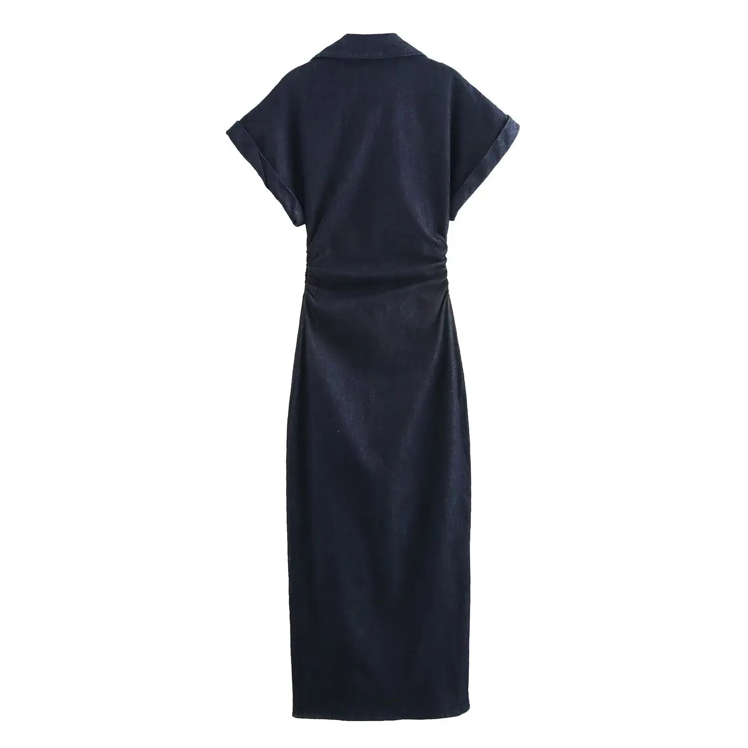 Snatched-Waist Denim Midi Dress for Women - gallery