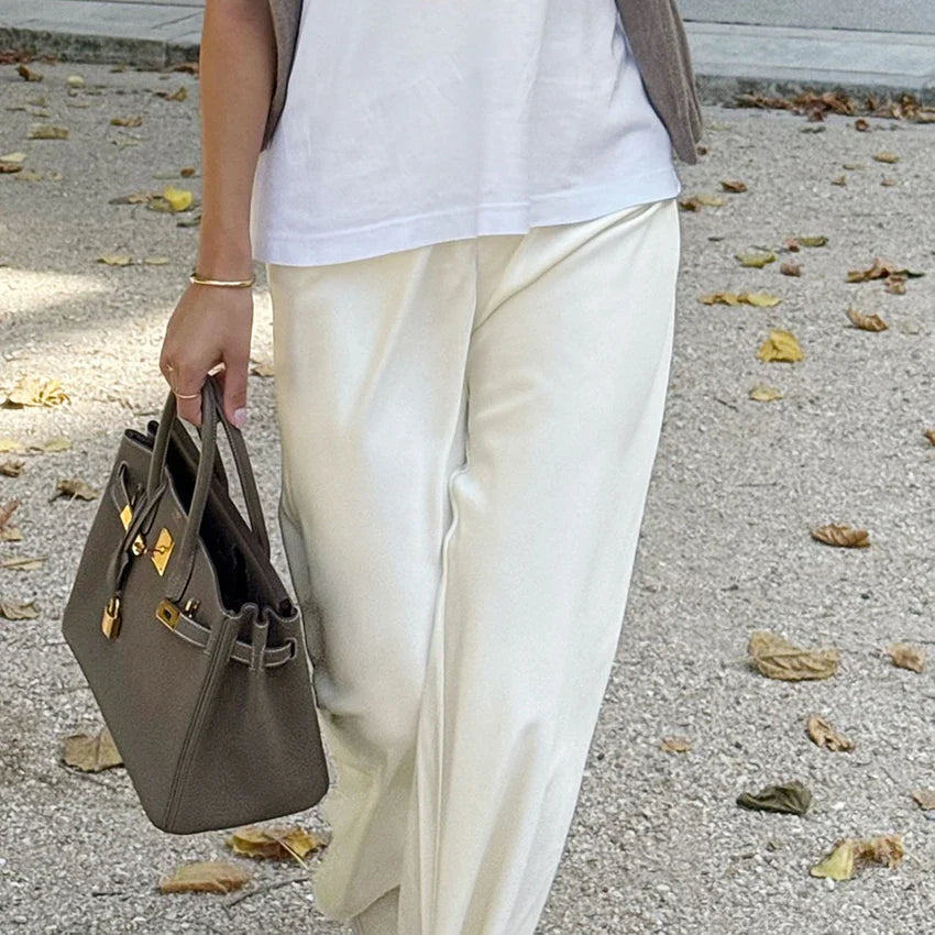 Satin Flare-Leg Trousers for Women - gallery