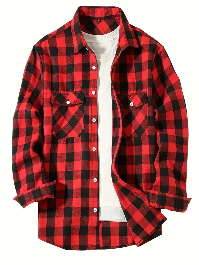 Brushed Plaid Flannel Shirt for Men