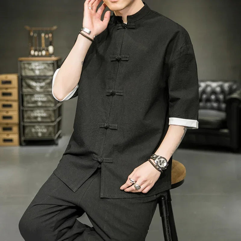 Chinese Style Kimono Shirt for Men - gallery