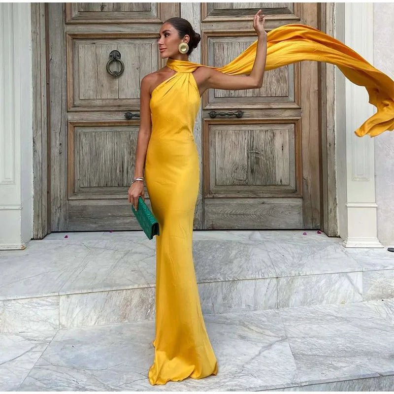 Ramona - Backless Satin Dress for Women - gallery
