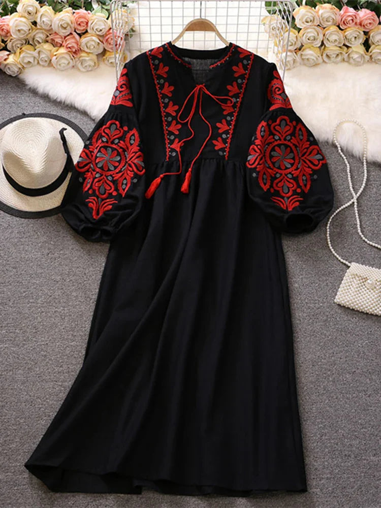 Embroidery Dress Long-Sleeve for Women - gallery