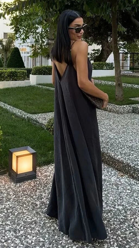 Backless V-Neck Spaghetti Strap Maxi Dress for Women - gallery