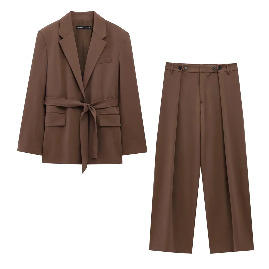 Brown Wedding Trouser Suit for Women - gallery