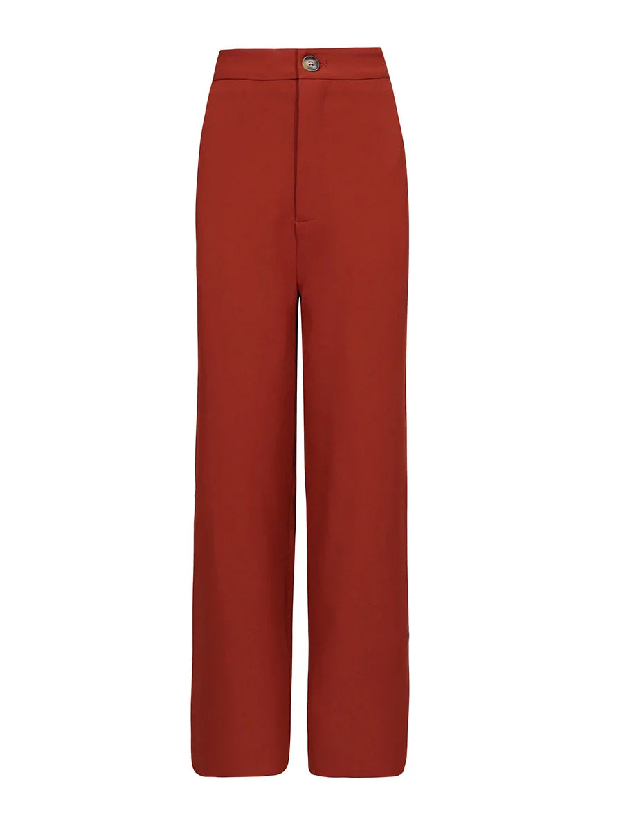 Stand Collar Gold Button Blazer & Trouser Set Trousers for Women - gallery