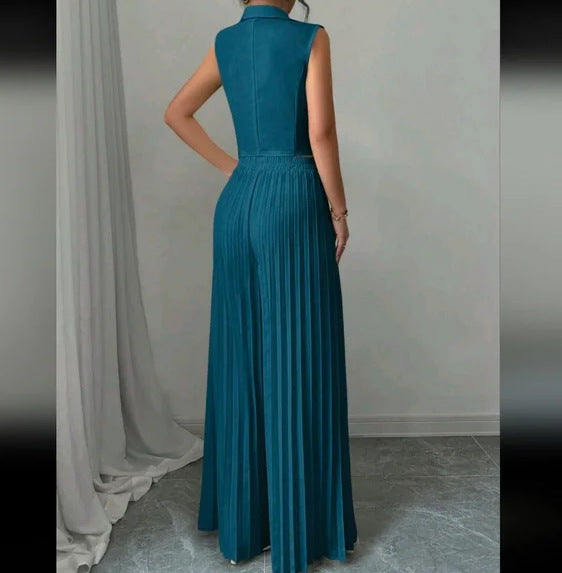 Tailored Vest and Pleated Palazzo Trousers Set for Women - gallery