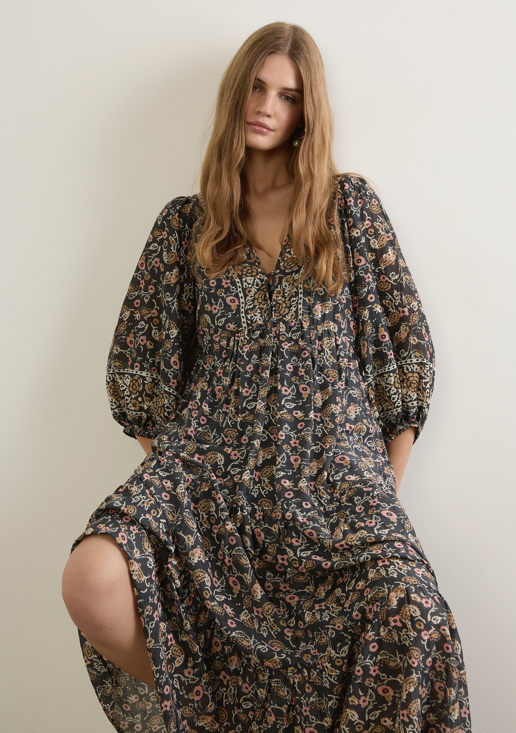 Valley Tiered Cotton Silk Voile Maxi Dress for Women - gallery