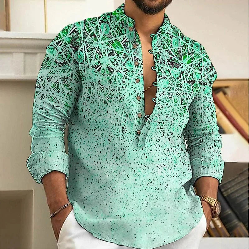 Linen Cardigan Button Slim-Fit Shirt for Men - gallery