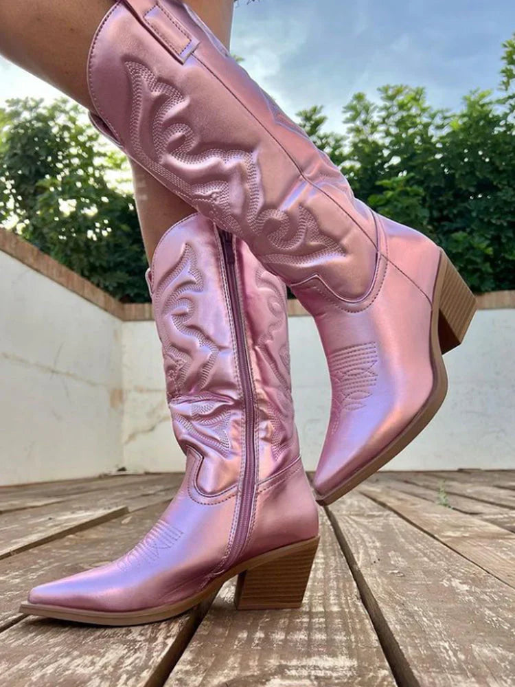 Stylish Metallic Cowboy Boots