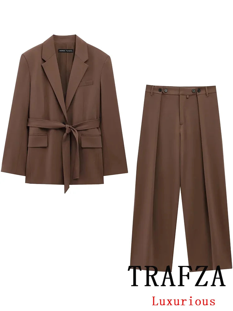 Brown Wedding Trouser Suit for Women - gallery