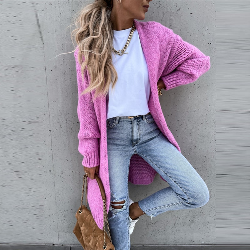 Women's Comfortable Long Knit Cardigan