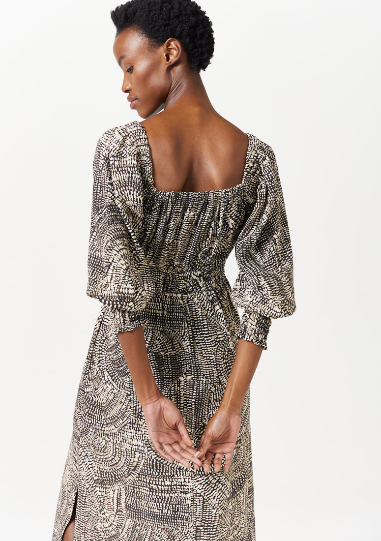 Ishana Bare Shoulder Linen Blend Dress for Women - gallery