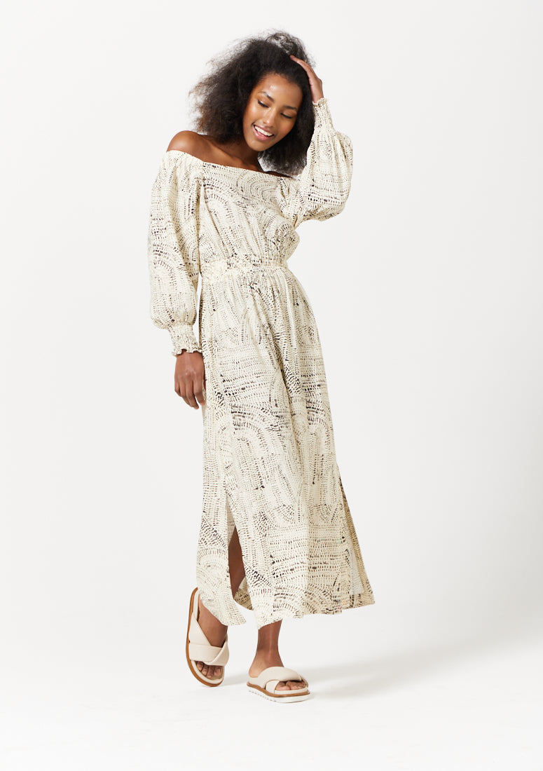 Ishana Bare Shoulder Linen Blend Dress for Women - gallery