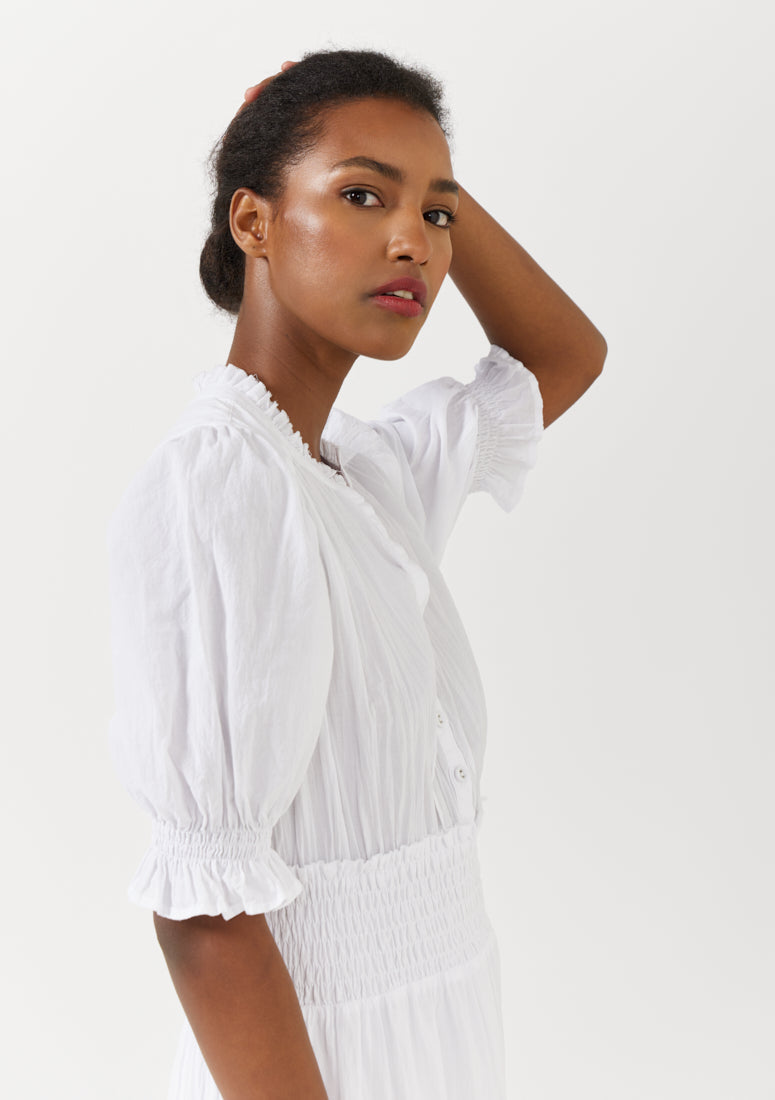 Izrah Smocked Puff Sleeve Maxi Dress for Women - gallery