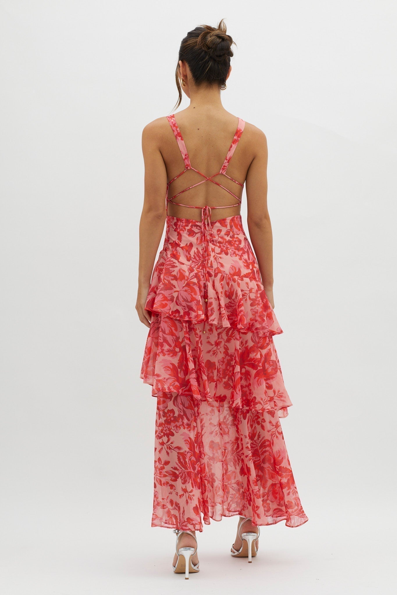 Floral Tiered Maxi Dress Deep V Neck Ruffle for Women - gallery