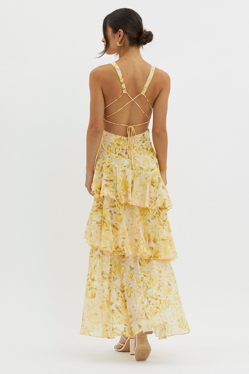 Floral Tiered Maxi Dress Deep V Neck Ruffle for Women - gallery