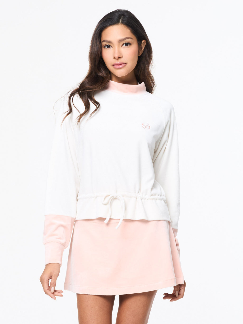 Gardenia Velour Long-Sleeve Top for Women — Mock Neck Sporty