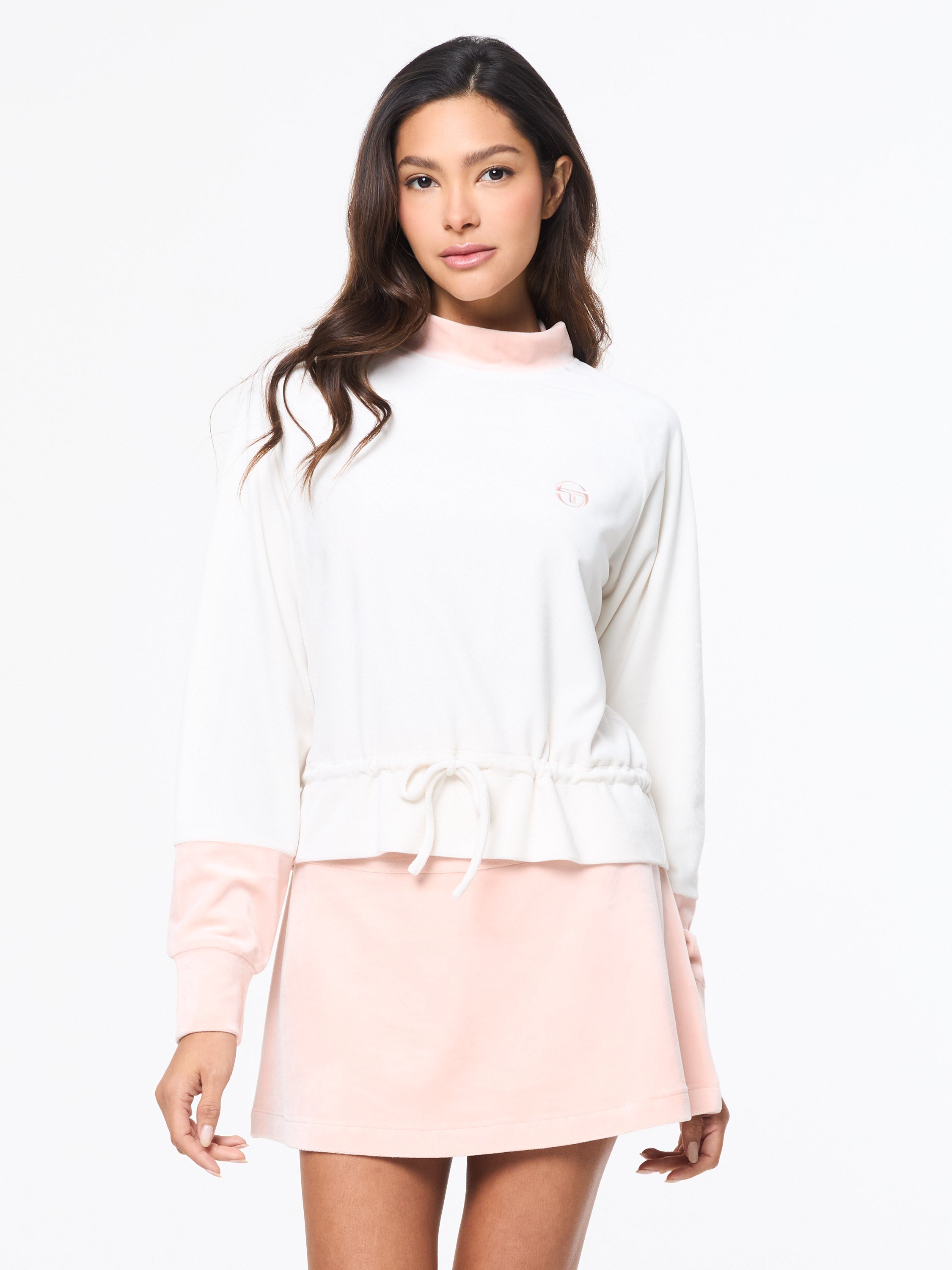 Gardenia Velour Long-Sleeve Top for Women — Mock Neck Sporty