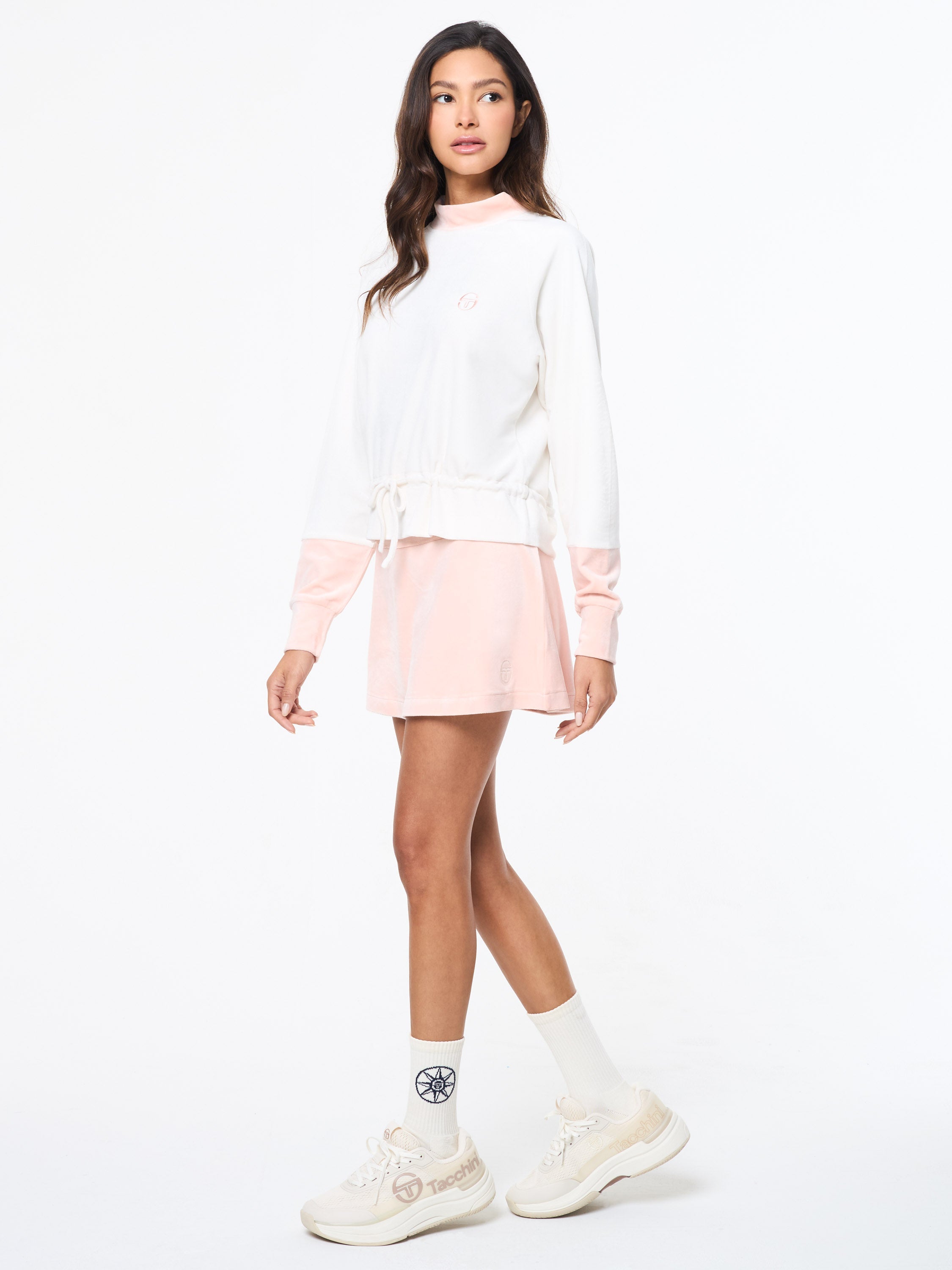 Gardenia Velour Long-Sleeve Top for Women — Mock Neck Sporty - gallery