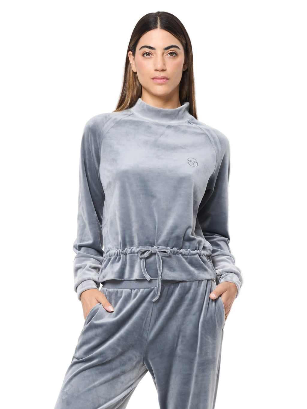 Quiet Shade Velour Long-Sleeve Top for Women — Mock Neck Sporty