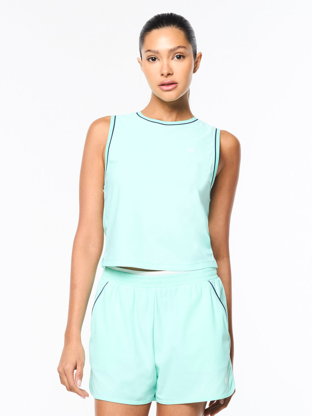 Performance Piqué Tank Top for Women — Court-Ready Double Piping