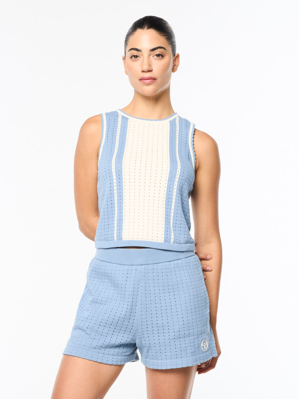 Pointelle Open-Knit Cotton Top for Women
