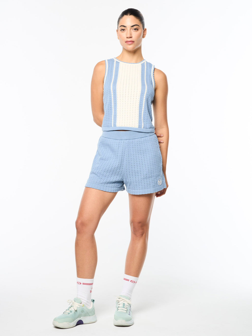 Pointelle Open-Knit Cotton Top for Women - gallery